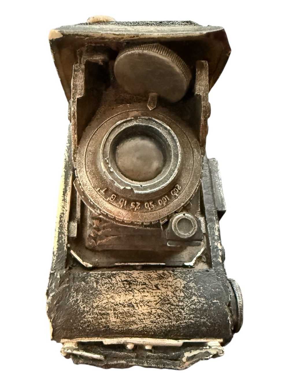 Vintage Camera Paperweight Retro Folding Camera Decor Piece Distressed